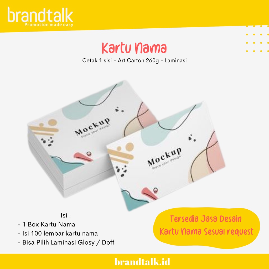 

Cetak Kartu Nama 1 sisi Bahan AC 260 gr + Boks - Laminasi Doft / Glosy