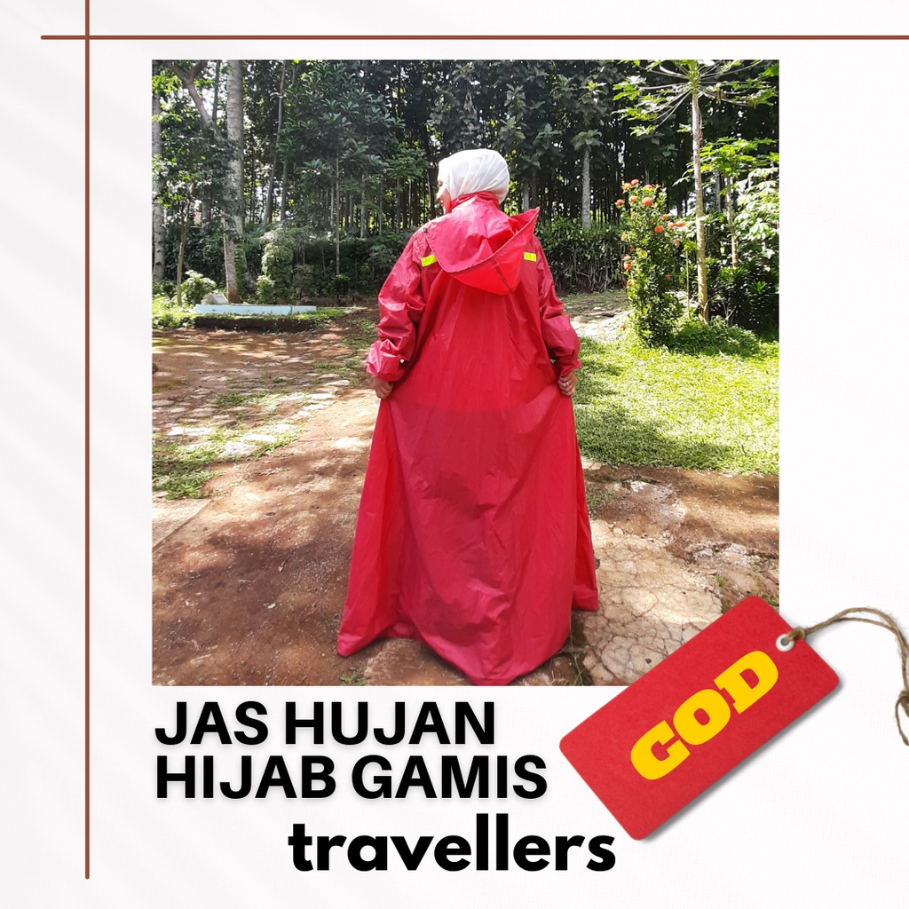 Travellers / Jas Hujan / Jas Hujan Wanita / Jas Hujan Wanita Gamis Syari Jumbo / Raincoat Mantel Mantol Jas Ujan Motor Dewasa Jumbo Big Size Setelan Rok Celana Terusan Muslimah Korea Pria Wanita PVC Tebal Murah