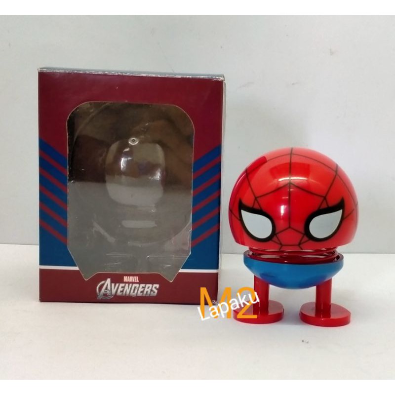 Miniatur pajangan dasboard mobil springdoll spiderman