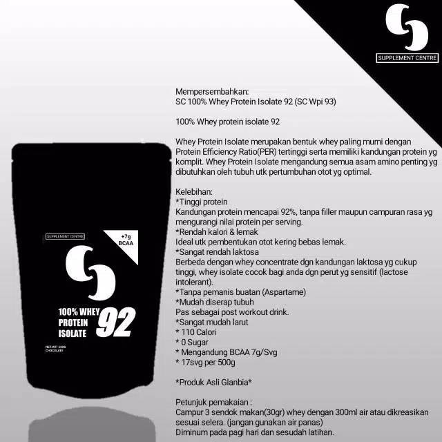 Whey protein isolate 92  100% whey protein isolate murni wpi 92 wpi 90