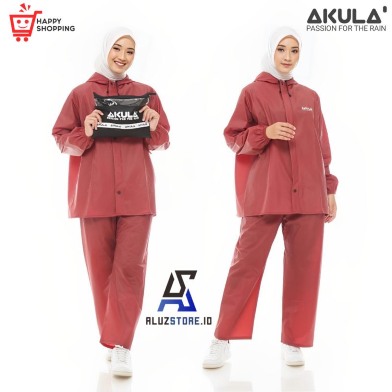 Jas Hujan Raincoat AKULA Pria Wanita Terbaik Bahan Karet PVC Tabal Lentur Anti Rembes