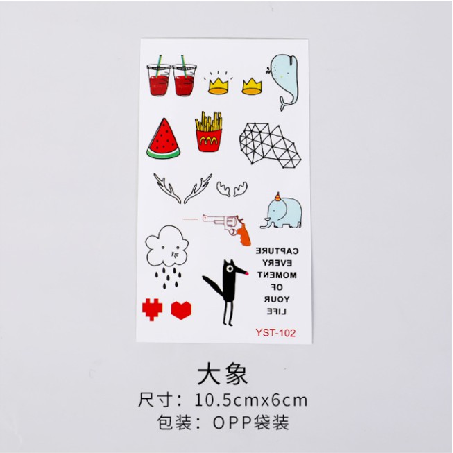 Sticker Mini Cartoon Kartun Tatto Sticker cute watter proof temporary warna [E1-2]-T 9