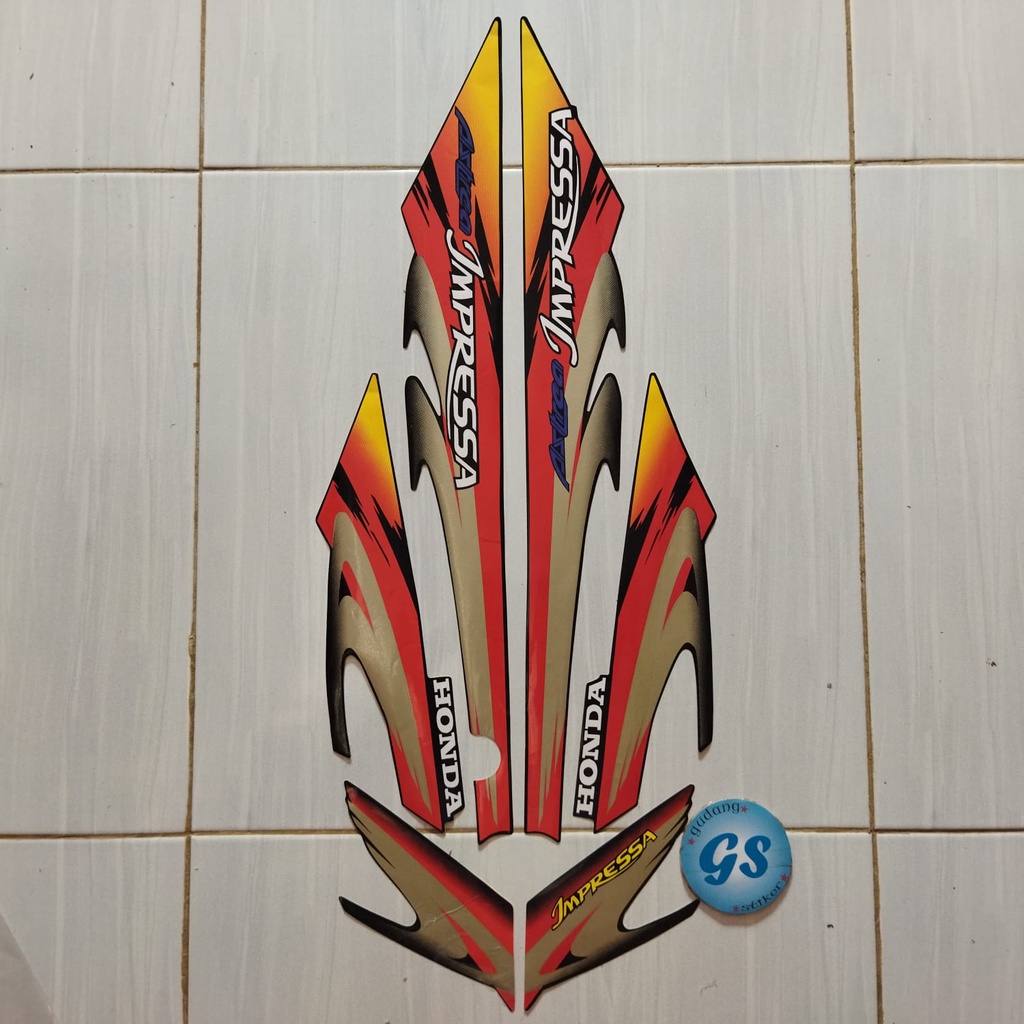 striping stiker motor honda impressa 2000 merah