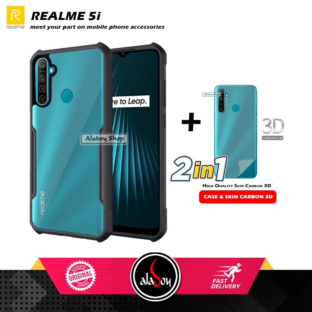 Case REALME 5i Armor Fusion Transparent Casing Free Skin Carbon 3D