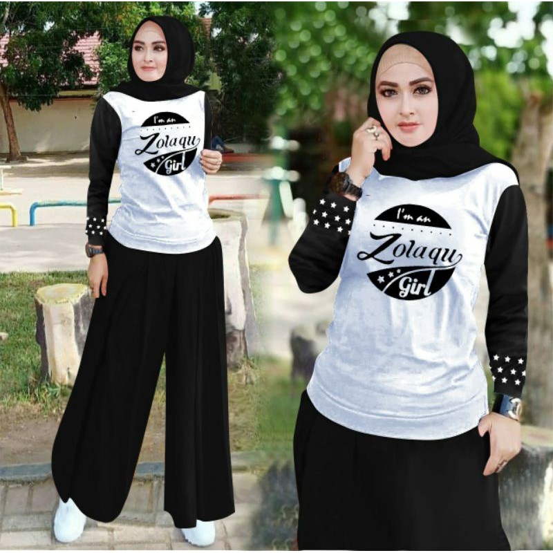 PCS SET MONIC KULOT BAHAN BABYTERRY CT SETELAN ATASAN DAN CELANA