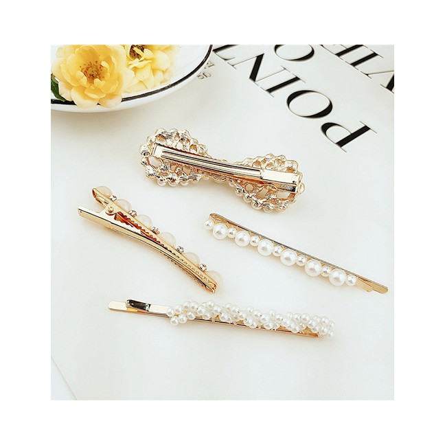 LRC Anting Tusuk Fashion Three-piece Suit Alloy Inlaid Pearl Hairpin F5735X