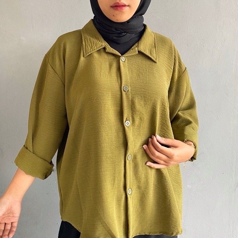 KEMEJA OVERSIZE CRINCLE SHIRT WANITA