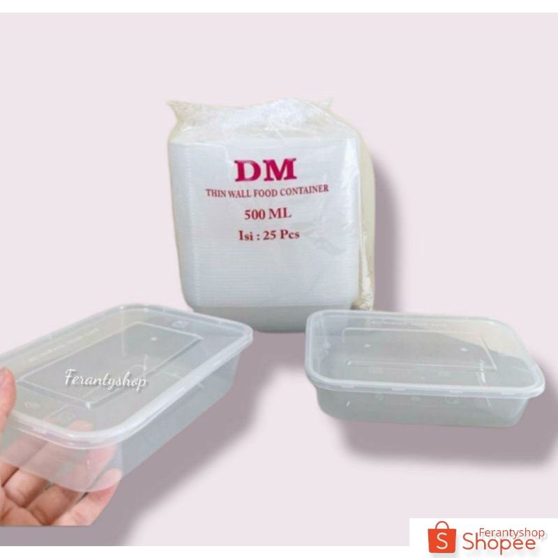 Kotak makan plastik 500 ml/Thin food container 500 ml