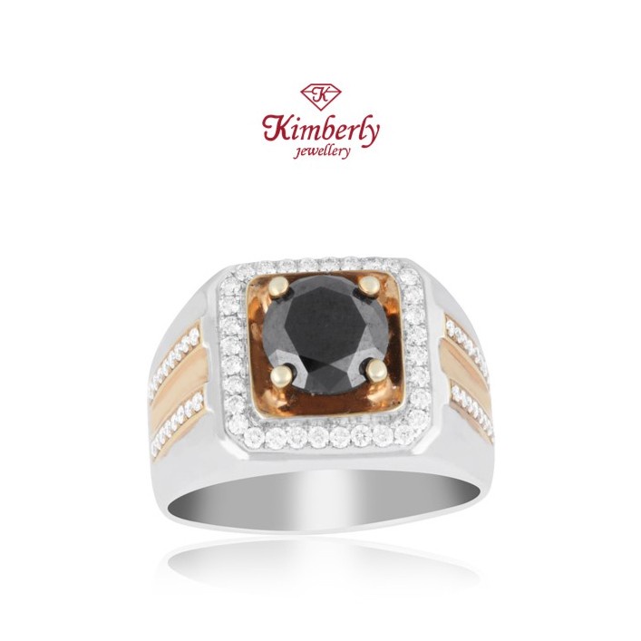 Cincin Berlian Pria Batu Black Diamond KMR491198 -Kimberly Jewellery-