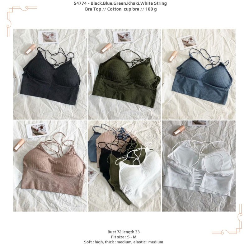 54774 Black Blue Green Pink White String Bra Top / Tank Top Sexy Hitam Biru Hijau Putih Pink