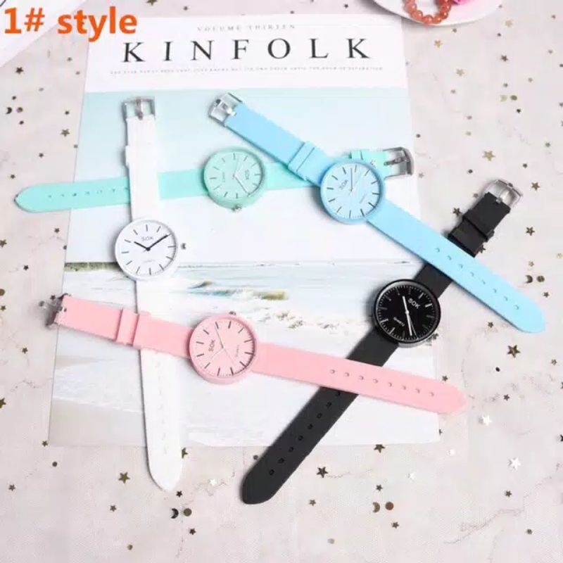 TJM JAM TANGAN WANITA SOK WARNA WARNI HARAJUKU KOREAN FASHION CASUAL JELLY MEN AND WOMEN WATCH