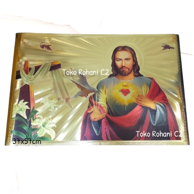 Poster Yesus Roh Kudus 38x58cm (Sedang) - Poster Hologram - Poster Rohani - Poster Foil - Poster Sed