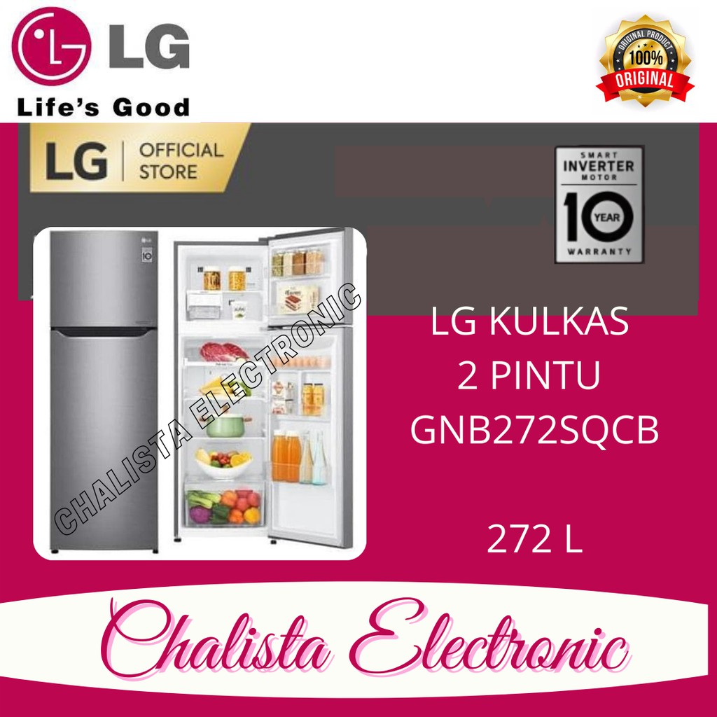 LG Kulkas 2 Pintu GN-B272SQCB Inverter GNB272SQCB Garansi Resmi 272 L B272S