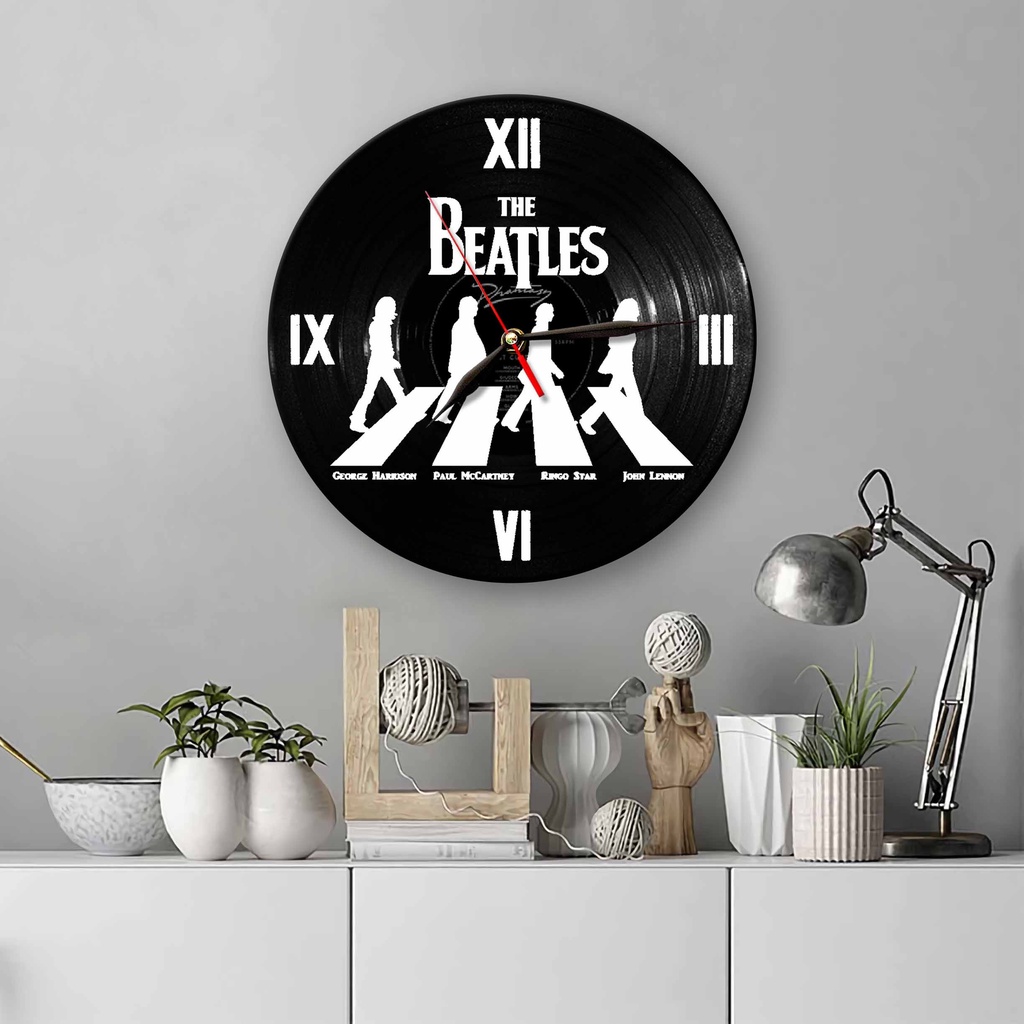 JAM DINDING KAYU UNIK BAND THE BEATLES - DEKORASI RUANGAN KAMAR - HADIAH ULANG TAHUN - BTLS S1-3