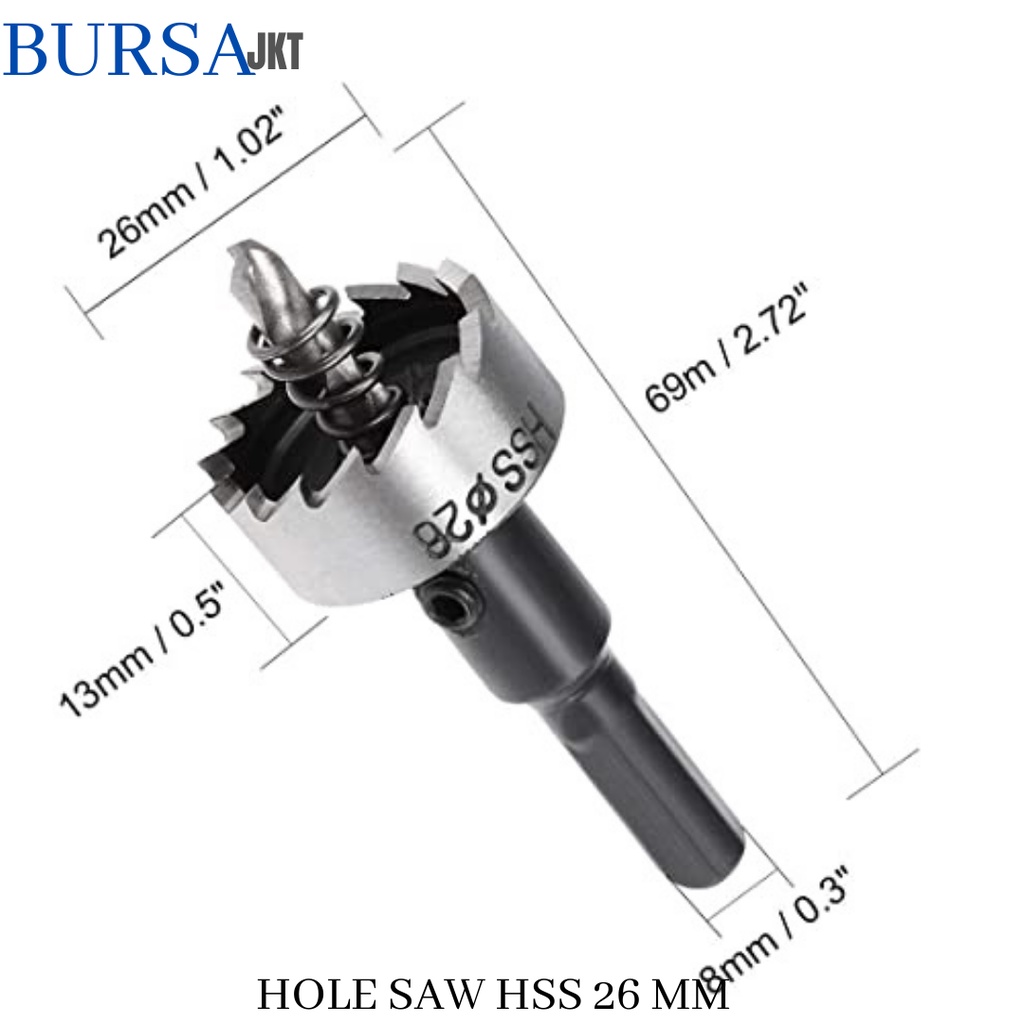 MATA BOR HOLE SAW STAINLESS STEEL PELUBANG BESI PLATE METAL DRILLING LOGAM 26 MM