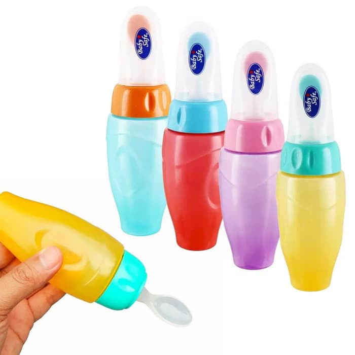 Baby Safe Bottle Spoon Soft Squeeze Botol Sendok Makan Bayi