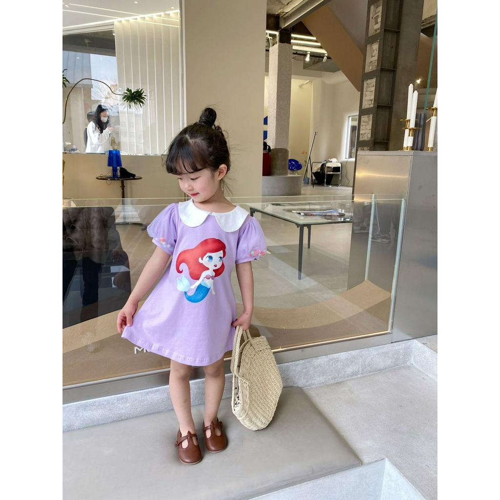 Dress Tshirt Anak Perempuan Motif Collar Princess Lengan Balon Tile Bola