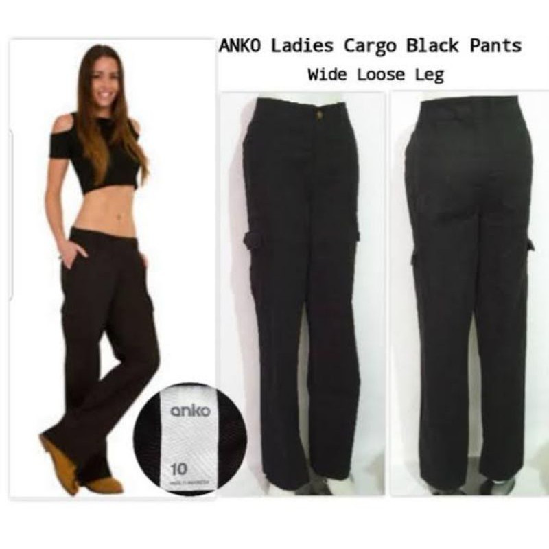 Celana Cargo Wanita Wide Leg *Anko