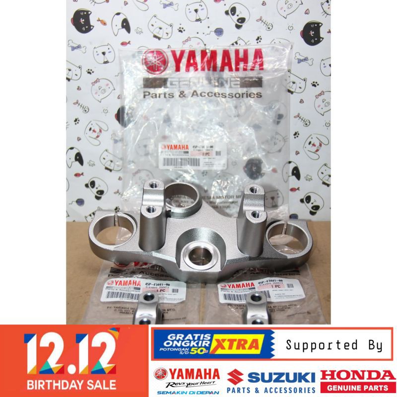 DIJAMIN ASLI DUDUKAN SEGITIGA ATAS DAN JEPITAN STANG STIR YAMAHA BYSON ORIGINAL BERKUALITAS