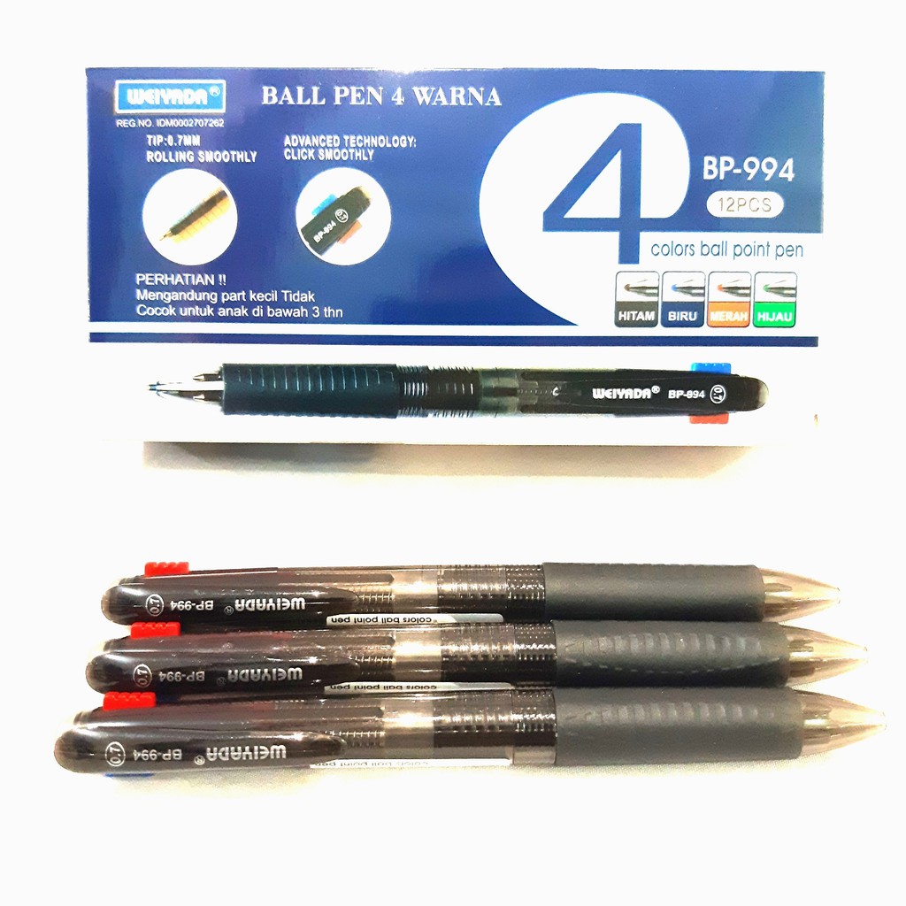 

Bolpen/Bolpoint/Ballpen/Pulpen/Pen Click 4 Warna Weiyada BP-9940.7mm