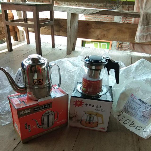 Teko Teh Kaca Dengan Seringan Tea Pot 900ml 1100ml Teapot Tempat Teh