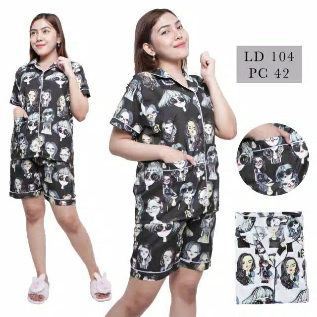 Baju Tidur Piyama Wanita/Cewek Dewasa Pajamas Motif Retro CP/PP/HP/DST