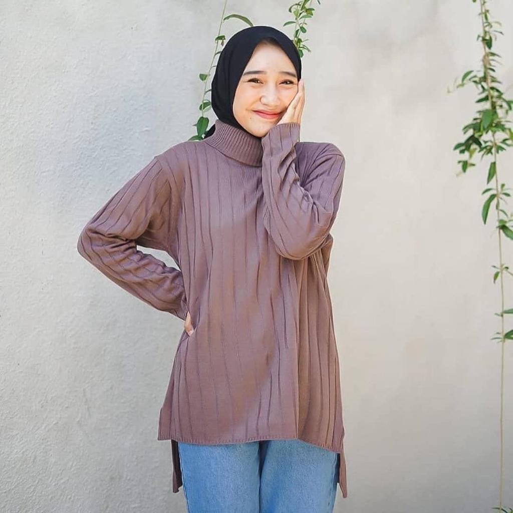 CUCI GUDANG!! Marsya Turtleneck Rajut Premium / Sweater Termurah Hits Selebgram