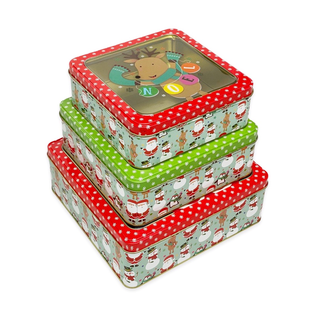 

W! Accessories Kotak Kaleng / Tin Box Natal Set Santa Tutup Mika 63321401