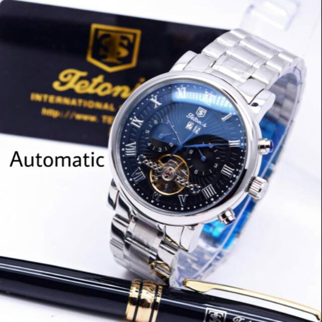 Jam Tangan Tetonis Original Rantai Automatic / Matic paket Box & Pena