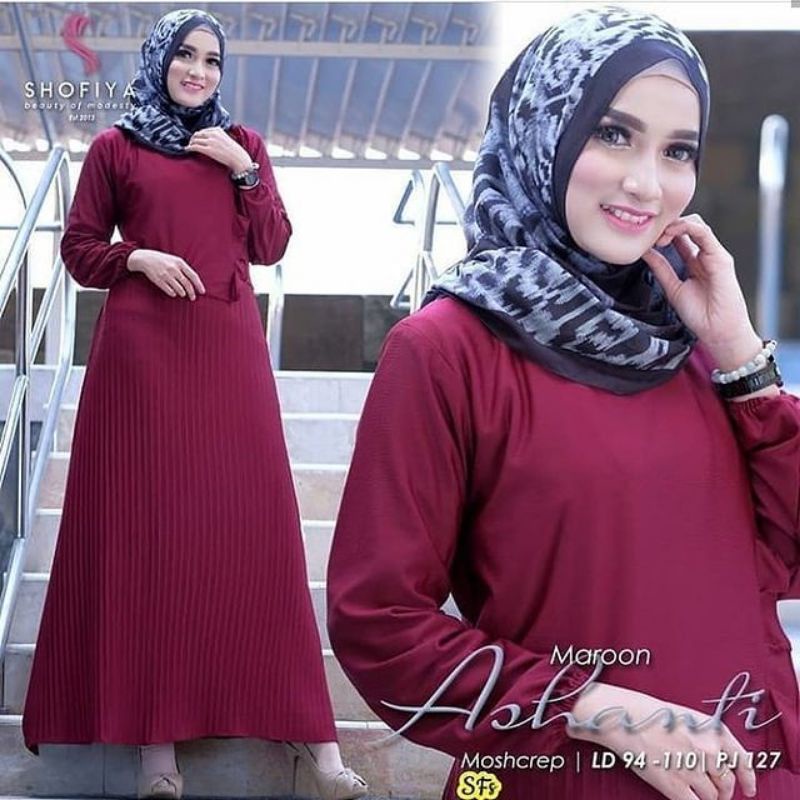 Maxy Dress Wanita. Fashion Muslim. Ashanty Dress. Pakaian Wanita