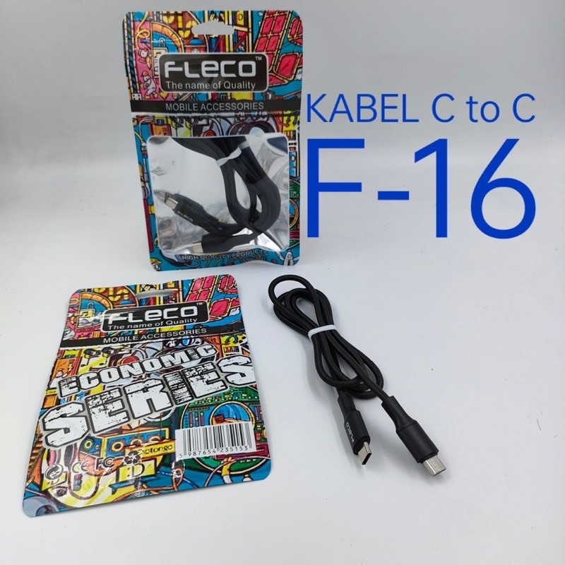 Kabel Data Fleco F16 Type C To Type C Fast Charging Cable F-16 PD 3.0