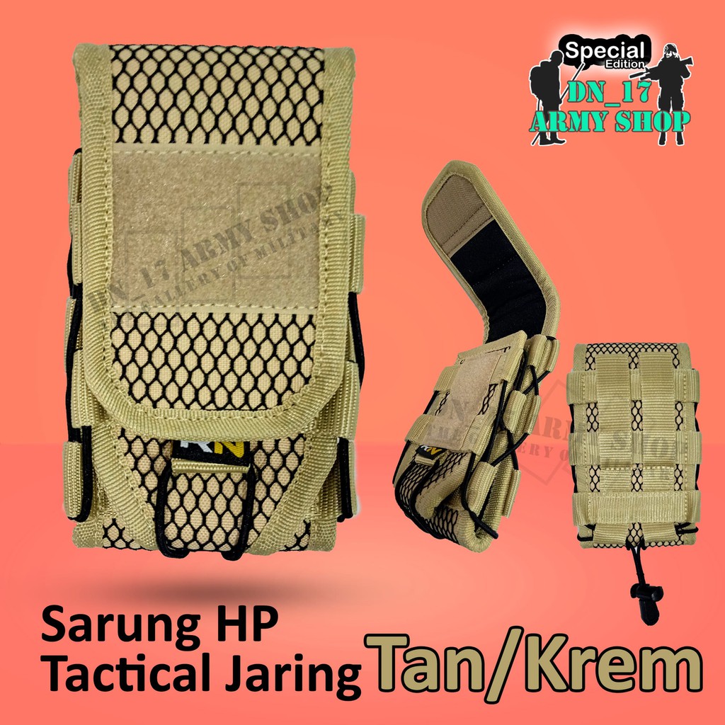 Sarung HP RN Tactical Jaring Hitam,Biru,Merah,Orange,Gurun/Krem Premium Cordura