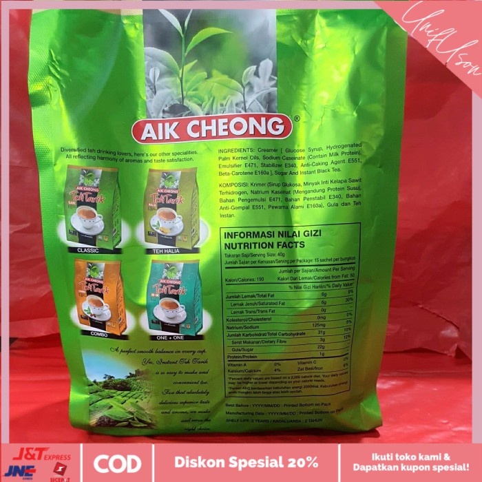 

⭐COD⭐ Teh tarik aikcheong sachet isi 15 sachet Malaysia