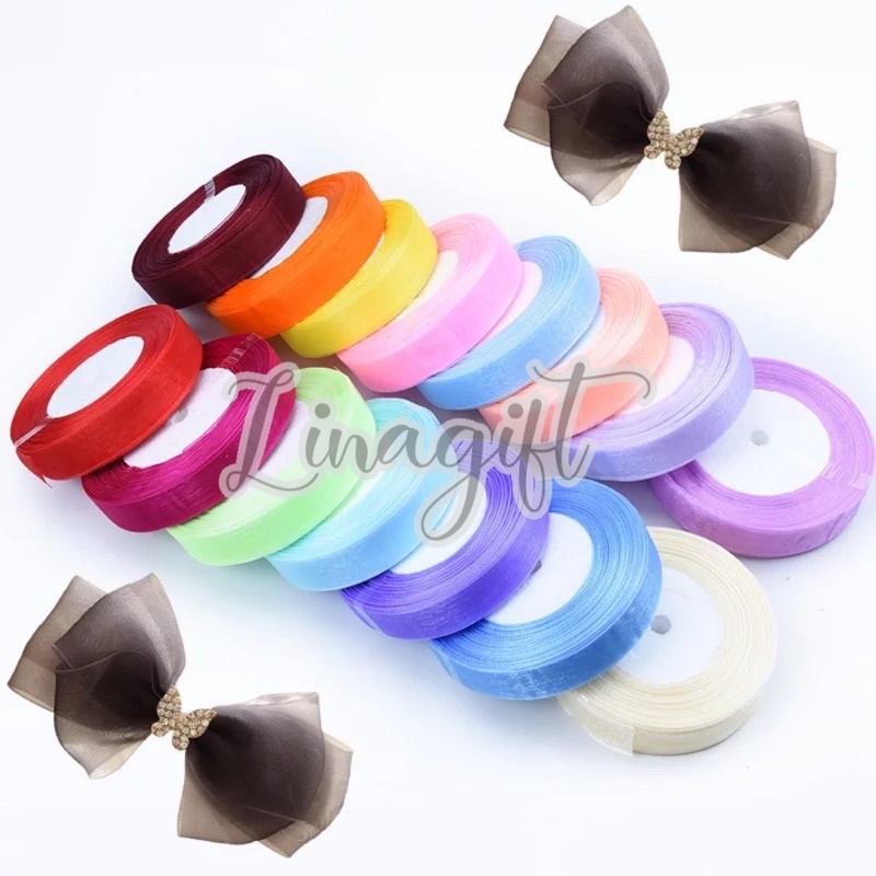 ( 3 Meter ) SILK ORGANDY GIFT RIBBON POLOS 40MM - PITA KADO ORGANDI 1.5 IN ( 4CM ) - 11/2 INCH TRANSLUCENT