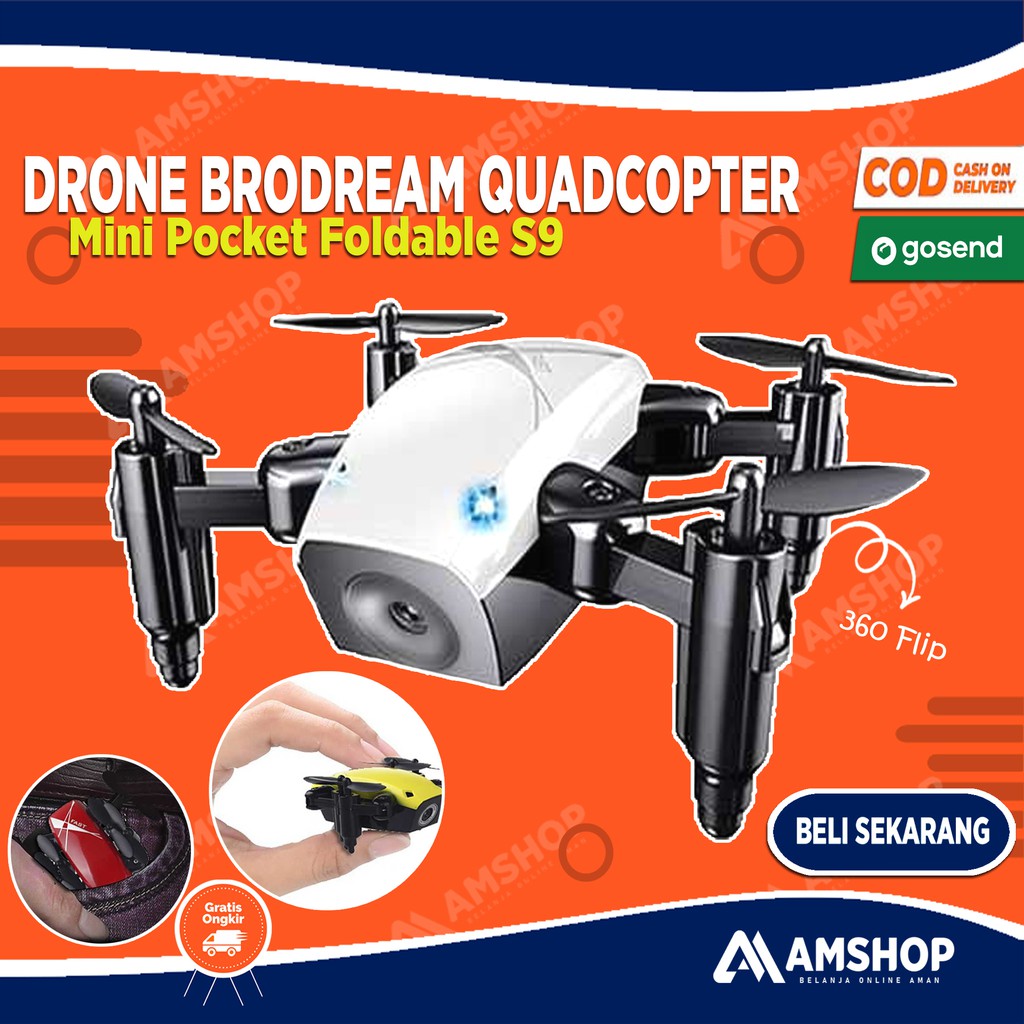 Drone Broadream Quadcopter Drone Mini Pocket Foldable S9 OMTHTMWH