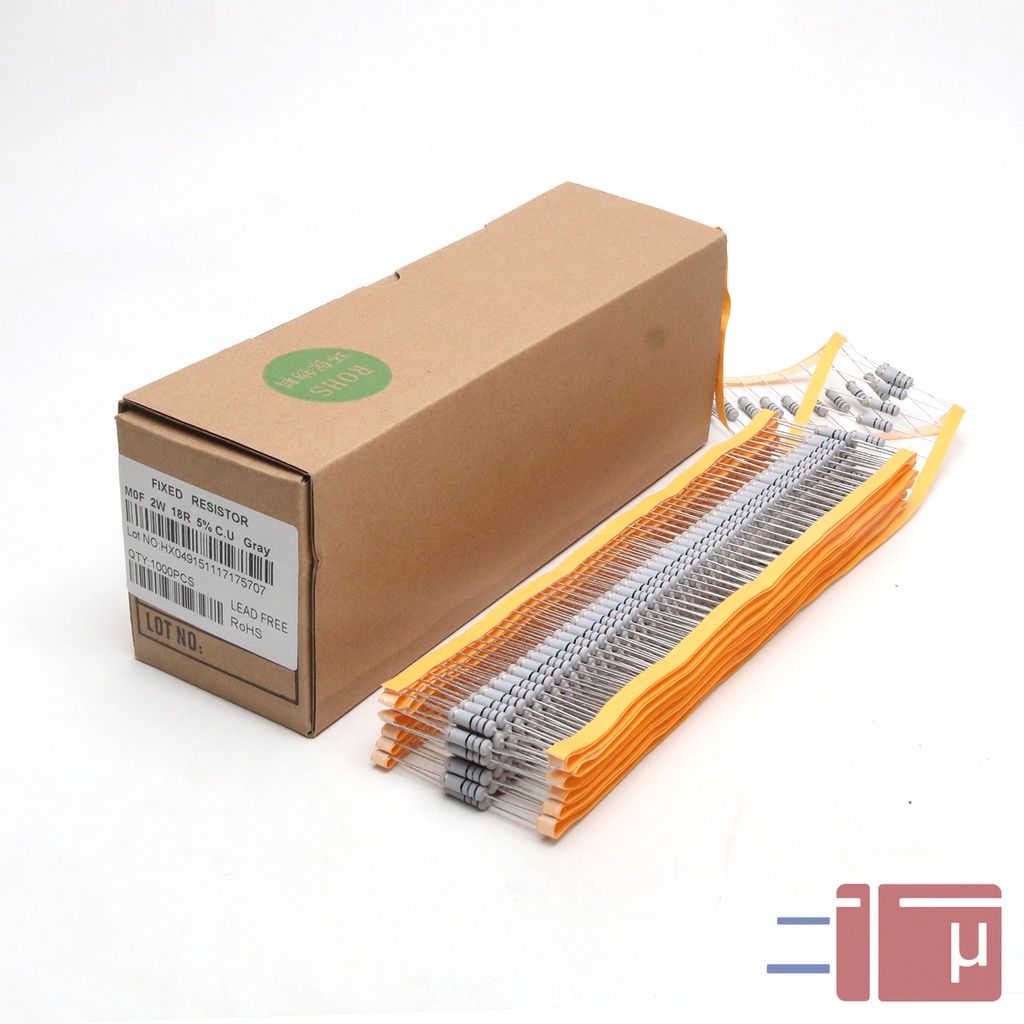 Resistor 18R 18 Ohm 2W Metal Oxide 5% Taiwan Kaki Tembaga