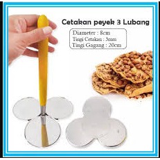 Cetakan Peyek Rempeyek Stainless / Bulat Isi 3 Lubang / Cetakan Peyek Mini