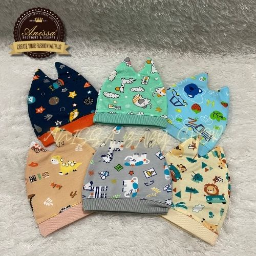 3 PcTopi Bayi New Born Motif Printing