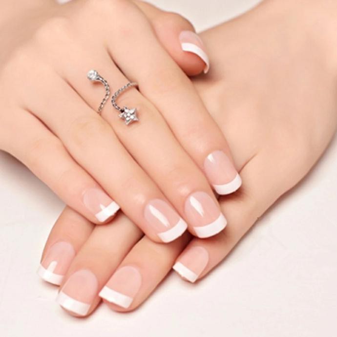 SALE SFW kuku palsu polos French manicure pendek wedding fake nail ORI TERMURAH