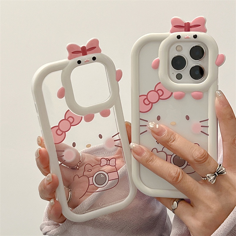 Soft Case Pelindung Lensa Bahan Silikon TPU Bening Tahan Banting Anti Gores Untuk Compatible for iPhone 14 13 12 11 Pro Max Xr Xs Max 8 7 6 6s Plus Kitten Lens Protector Phone Case Clear Silicone Anti-Scratch Soft Case Shockproof Soft TPU Protective Cover