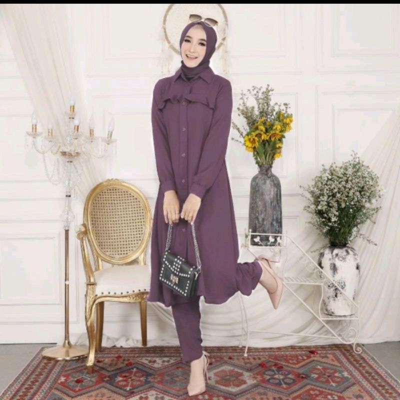 SETELAN CRINKLE LONG TUNIK ABRINA