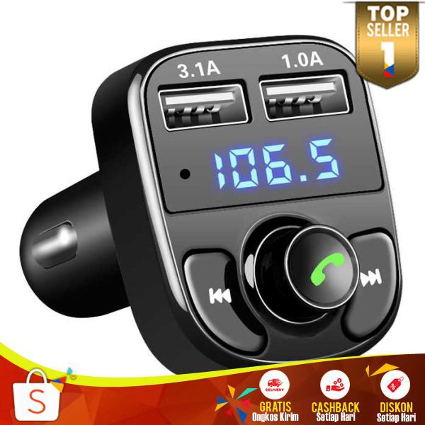 Aksesoris Mobil Bluetooth Audio Receiver FM Transmitter Handsfree with USB Car Charger Multifungsi