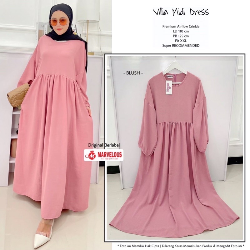 villia midi dress/midi jumbo/gamis jumbo/gamis big size/midi big size/dress muslim/midi polos jumbo/