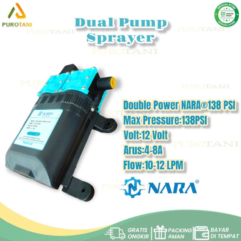 Pompa Air DC 12 Volt 12 LPM 138 PSI NARA Dual Pump