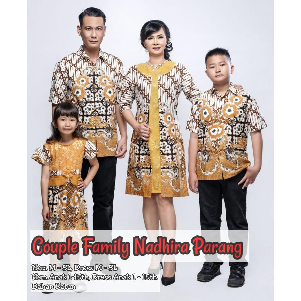 Batik couple keluarga dan anak size jumbo dress copel seragam modern terbaru nadhira nadira parang