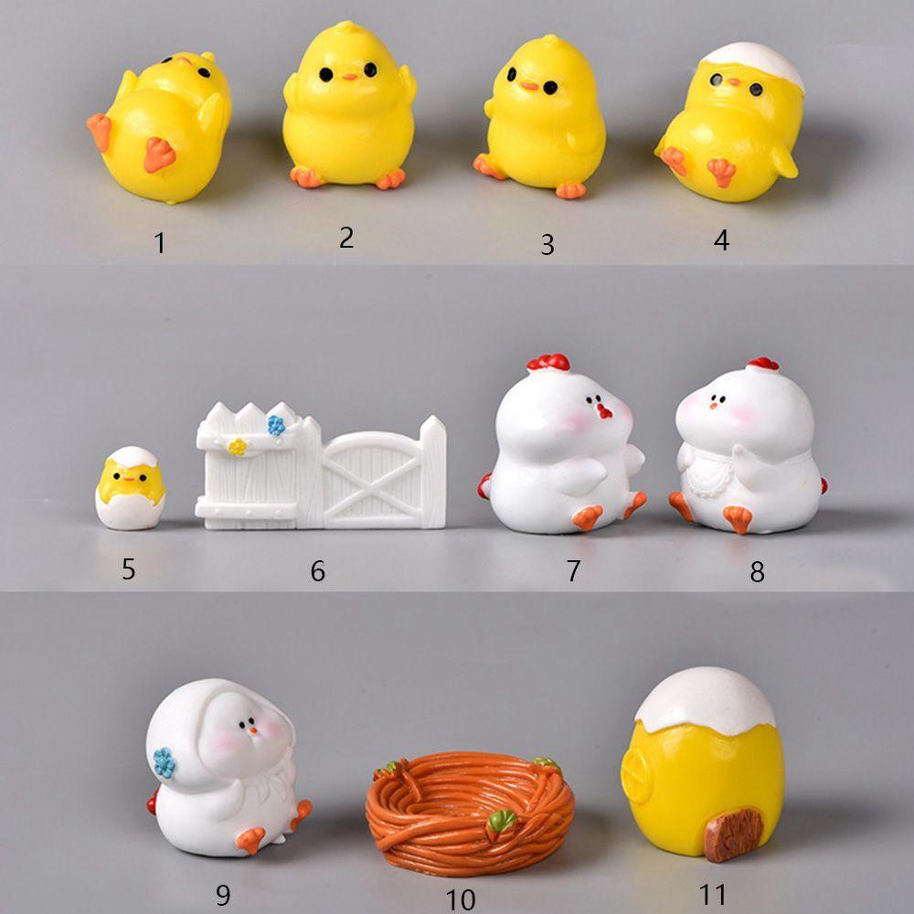 [Elegan] Patung Miniatur Ayam DIY Kerajinan Resin Hen Desktop Ornamen Bonsai Model Cewek Mainan Anak Peri Ornamen Taman