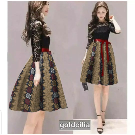 *[RXFK] Dress Batik Tangan Panjang / Dress / Dress Batik Elegant / Dress Korea Batik