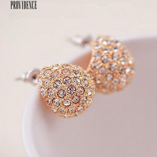 [Bayar Di Tempat] Gaya Korea Bulan Sabit Berlian Imitasi Bersinar Stud Earrings