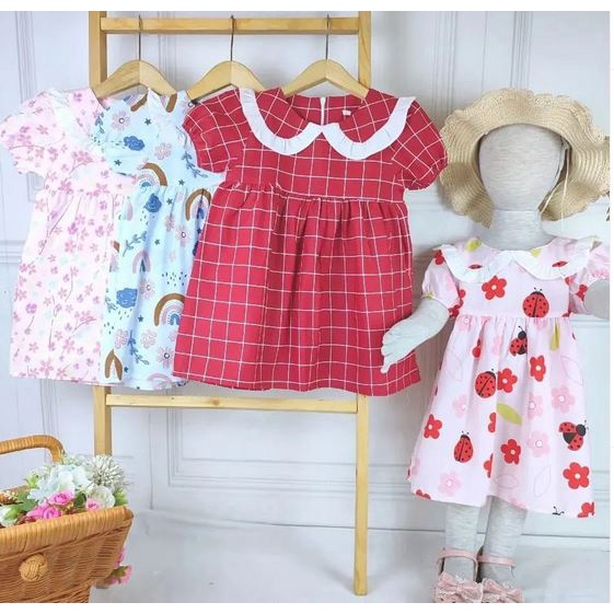 Dress katun Anak Perempuan 6 Bulan-3 Tahun, Dress bayi