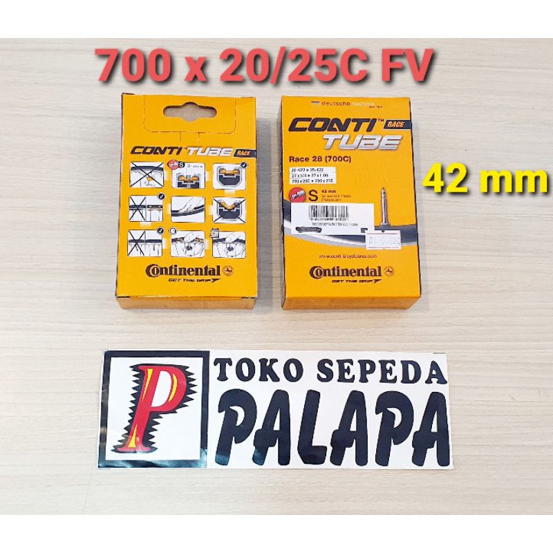 BAN DALAM SEPEDA CONTINENTAL CONTI RACE TUBE UKURAN 700 X 20C / 25C FV Long Presta 42 mm BALAP